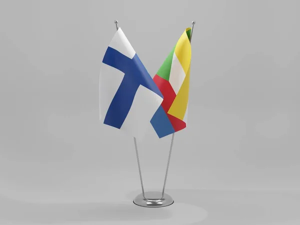 科摩罗 芬兰合作旗 白色背景 3D渲染 — 图库照片