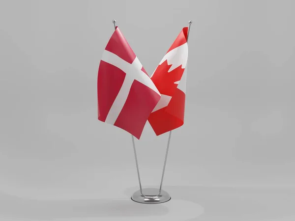 加拿大 丹麦合作旗帜 白色背景 3D渲染 — 图库照片