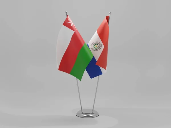 Paraguay Oman Samenwerkingsvlaggen Witte Achtergrond Render — Stockfoto