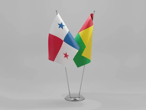 Guinea Bissau Panama Együttműködési Zászlók Fehér Háttér Render — Stock Fotó