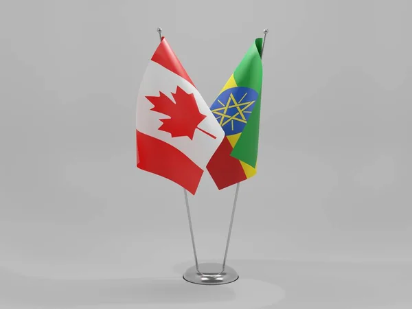 Ethiopia Canada Cooperation Flags White Background Render — Stock Photo, Image