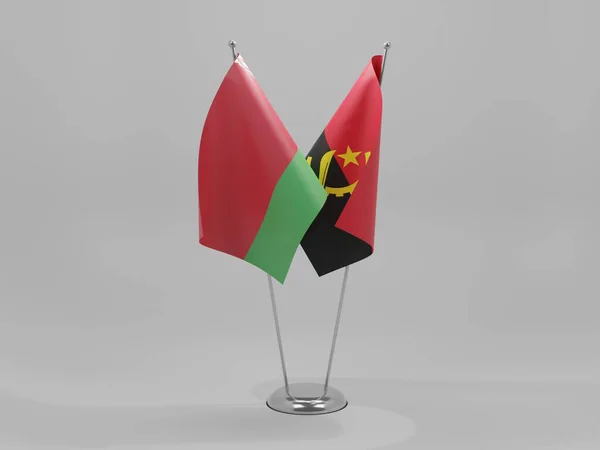 Angola Bélarus Drapeaux Coopération Fond Blanc Render — Photo