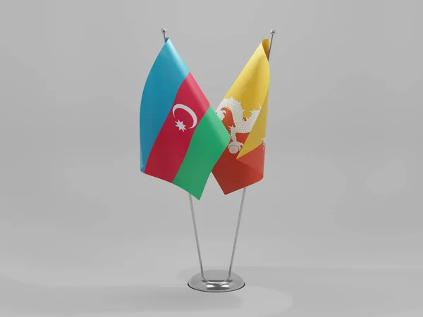 Butão Bandeiras Cooperação Azerbaijão Fundo Branco Render — Fotografia de Stock