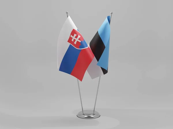 Estónia Eslováquia Bandeiras Cooperação Fundo Branco Render — Fotografia de Stock