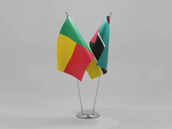 Mozambique Benin Cooperation Flags White Background Render — Stock Photo, Image