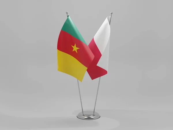 Polen Kamerun Kooperationsfahnen Weißer Hintergrund Render — Stockfoto