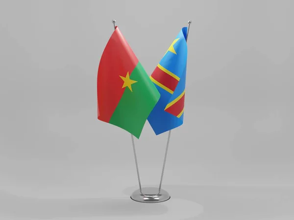 Λαϊκή Δημοκρατία Του Κονγκό Burkina Faso Συνεργασία Σημαίες Λευκό Φόντο — Φωτογραφία Αρχείου