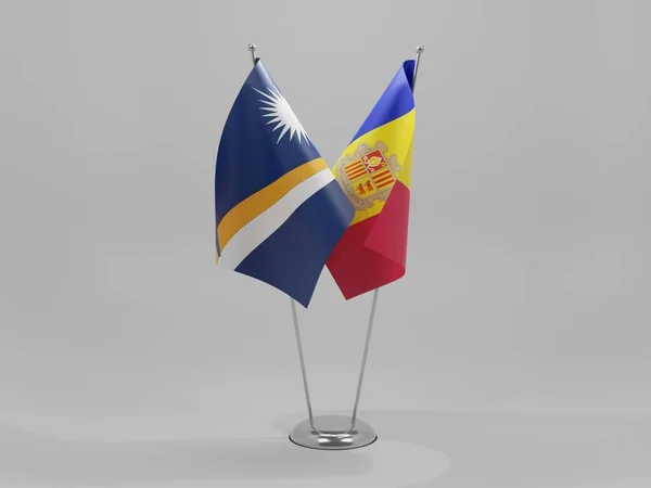 Andorra Marshallöarnas Samarbetsflaggor Vit Bakgrund Render — Stockfoto