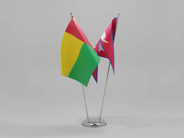 Nepal Banderas Cooperación Guinea Bissau Fondo Blanco Render — Foto de Stock