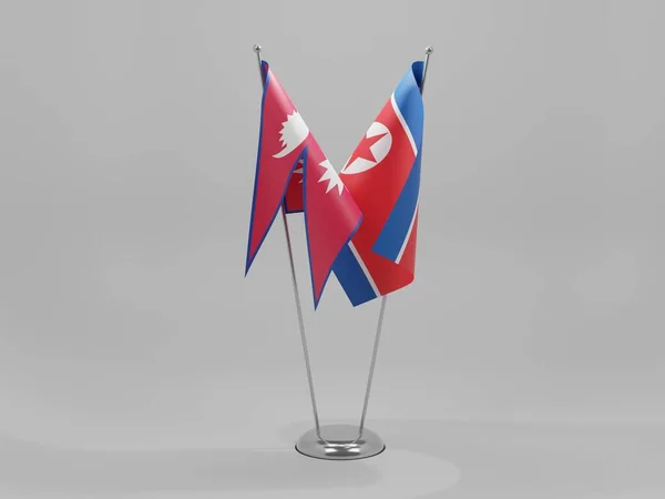 Noord Korea Nepal Samenwerkingsvlaggen Witte Achtergrond Render — Stockfoto