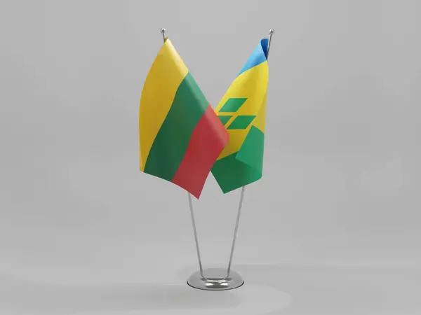 Saint Vincent Les Grenadines Drapeaux Coopération Lituanie Fond Blanc Render — Photo