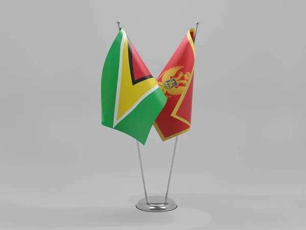 Montenegro Bandiere Cooperazione Della Guyana Sfondo Bianco Render — Foto Stock
