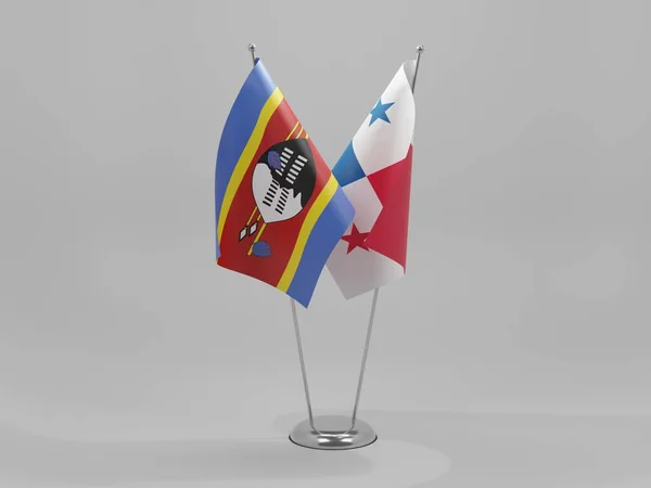 巴拿马 斯威士兰合作旗 白色背景 3D渲染 — 图库照片