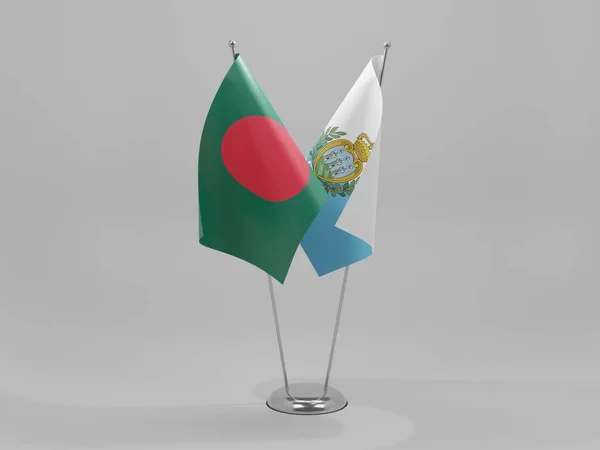 Σημαίες Συνεργασίας Αγίου Μαρίνου Μπαγκλαντές Λευκό Φόντο Render — Φωτογραφία Αρχείου