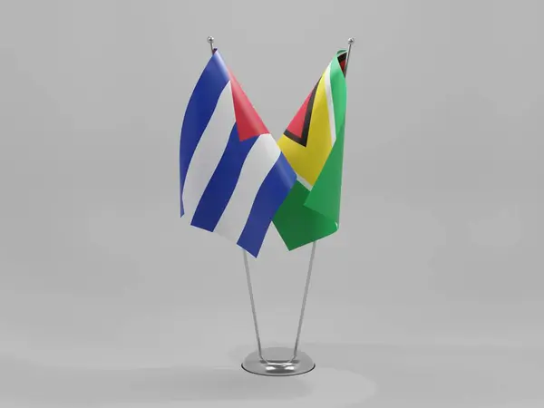 Guyana Cuba Cooperation Flags White Background Render — стокове фото