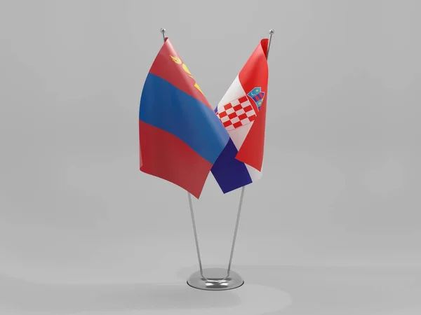 Croatia Mongolia Cooperation Flags White Background Render — стокове фото