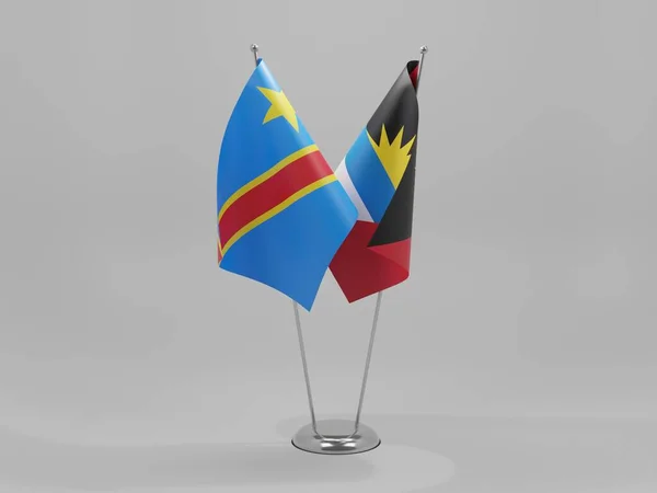 Antigua Barbuda Banderas Cooperación República Democrática Del Congo Antecedentes Blancos — Foto de Stock