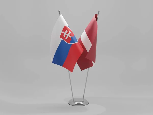 Latvia Slovakia Cooperation Flags White Background Render — Stock Photo, Image