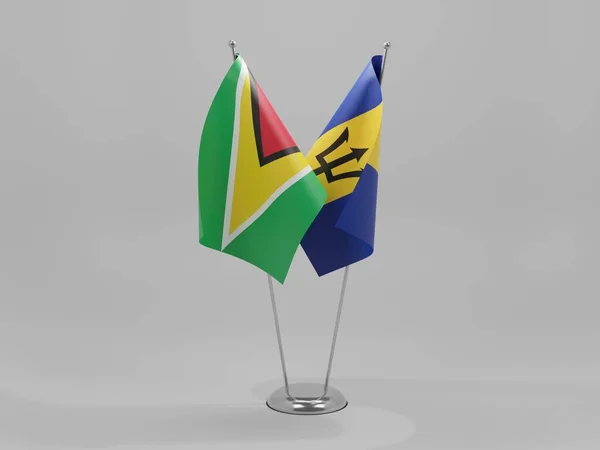 Barbados Bandeiras Cooperação Guiana Fundo Branco Render — Fotografia de Stock
