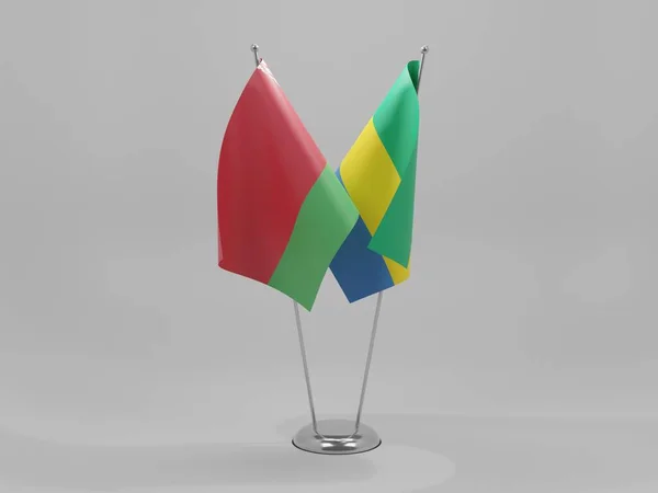 Gabon Białoruś Flagi Współpracy Białe Tło Render — Zdjęcie stockowe