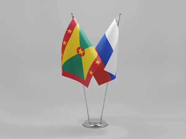Russland Grenada Kooperationsflaggen Weißer Hintergrund Render — Stockfoto