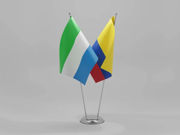 Colombia Sierra Leone Samenwerkingsvlaggen Witte Achtergrond Render — Stockfoto