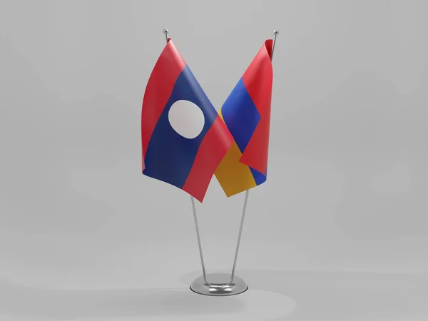 Arménie Laos Drapeaux Coopération Fond Blanc Render — Photo