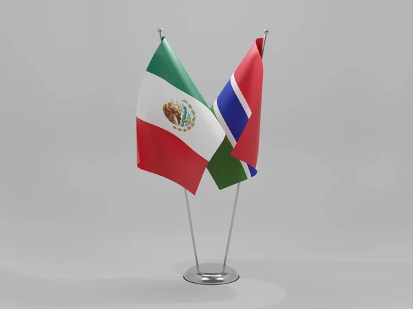 Gambia Banderas Cooperación México Fondo Blanco Render — Foto de Stock