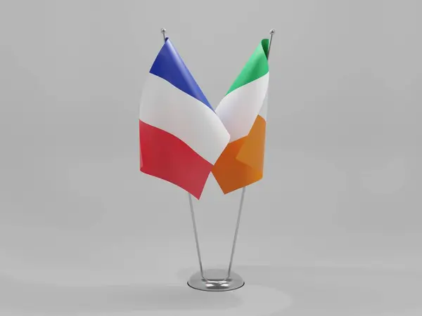 Irlanda Francia Bandiere Cooperazione Sfondo Bianco Render — Foto Stock