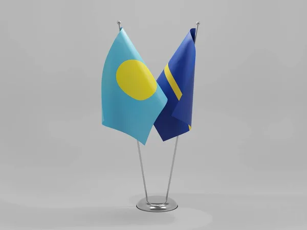 Nauru Palau Flagi Współpracy Białe Tło Render — Zdjęcie stockowe