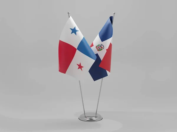 ドミニカ共和国 パナマ協力旗 白背景 3Dレンダリング — ストック写真