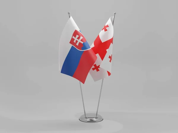 Grúzia Szlovákia Együttműködési Zászlók Fehér Háttér Render — Stock Fotó