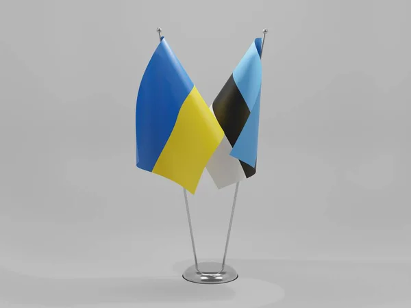 Estonie Ukraine Drapeaux Coopération Fond Blanc Render — Photo