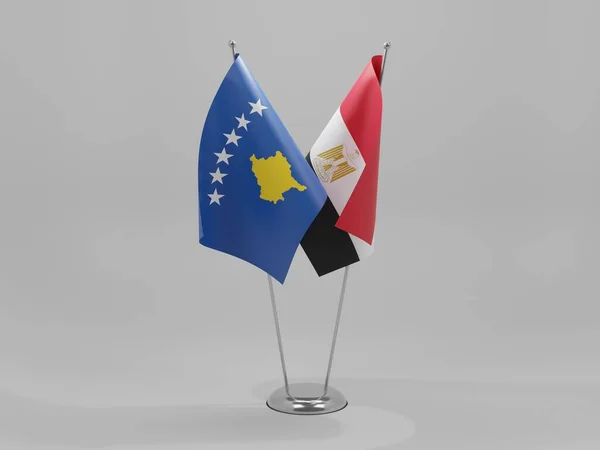 Egito Kosovo Bandeiras Cooperação Fundo Branco Render — Fotografia de Stock