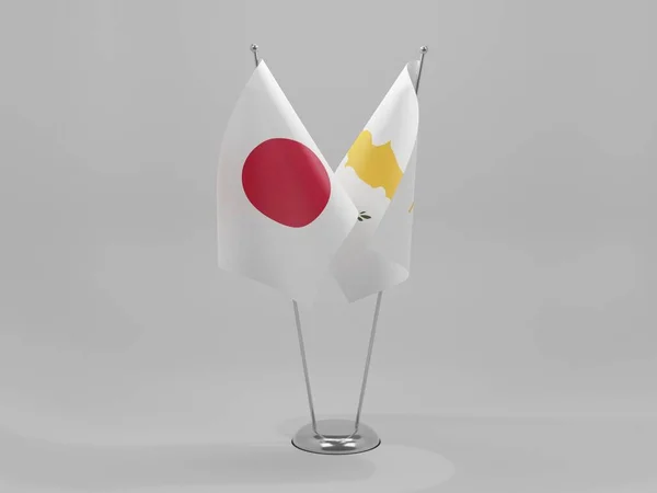 Chipre Banderas Cooperación Japón Fondo Blanco Render — Foto de Stock