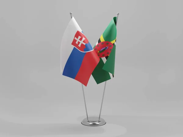 Dominica Σλοβακία Σημαίες Συνεργασίας Λευκό Φόντο Render — Φωτογραφία Αρχείου