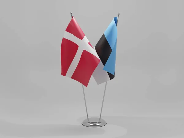 Estonie Danemark Drapeaux Coopération Fond Blanc Render — Photo