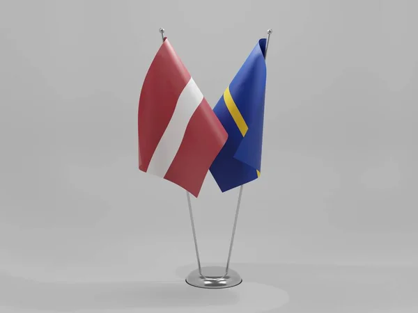 Nauru Lettonie Drapeaux Coopération Fond Blanc Render — Photo