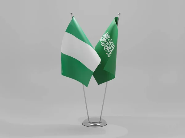 サウジアラビア ナイジェリア協力旗 白背景 3Dレンダリング — ストック写真