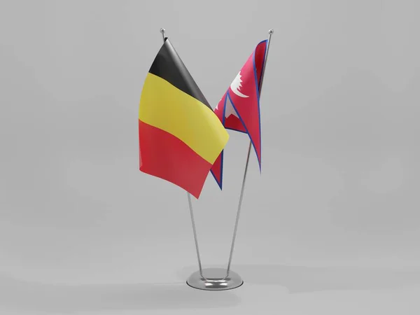 Νεπάλ Βέλγιο Σημαίες Συνεργασίας Λευκό Φόντο Render — Φωτογραφία Αρχείου