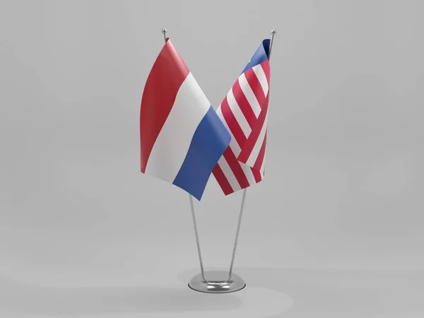 Liberia Nederländernas Samarbetsflaggor Vit Bakgrund Render — Stockfoto