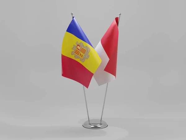 인도네시아 Andorra Cooperation Flags White Background Render — 스톡 사진