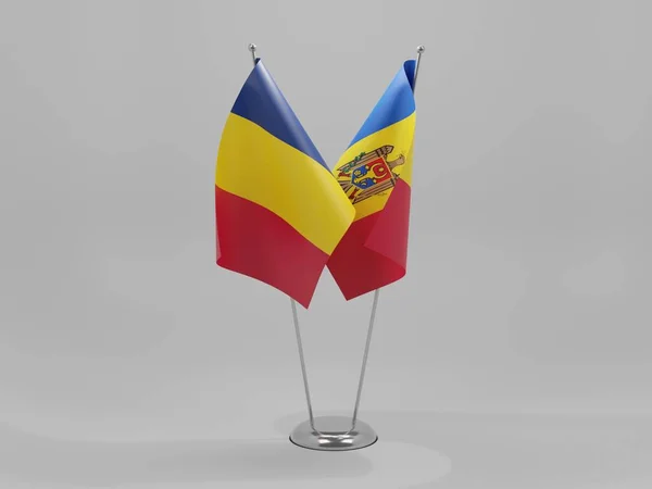 Moldova Bandiere Cooperazione Del Ciad Sfondo Bianco Render — Foto Stock