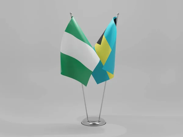 Bahamas Nigeria Cooperation Flags White Background Render — Stock Photo, Image