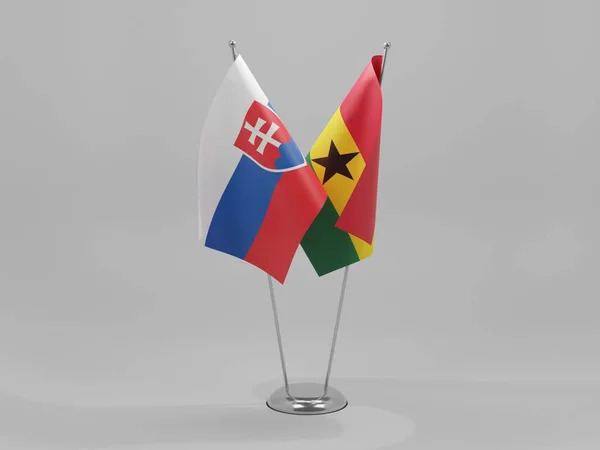 Ghana Banderas Cooperación Eslovaquia Fondo Blanco Render — Foto de Stock