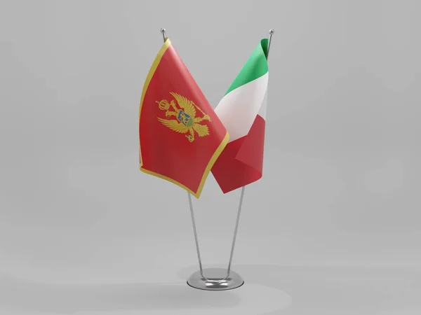 Italien Montenegro Kooperationsfahnen Weißer Hintergrund Render — Stockfoto
