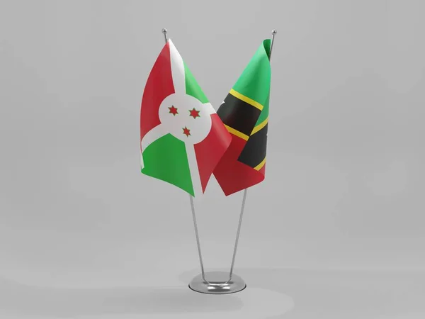 San Cristóbal Nieves Burundi Banderas Cooperación Fondo Blanco Render — Foto de Stock