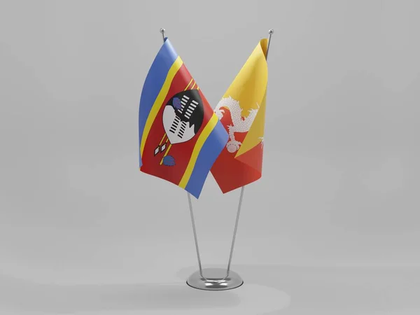 Bhutan Flaggor För Samarbete Med Swaziland Vit Bakgrund Render — Stockfoto