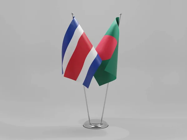 孟加拉国 哥斯达黎加合作旗 白色背景 3D渲染 — 图库照片