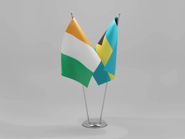 Bahamas Cote Ivoire Cooperation Flags White Background Render — 스톡 사진
